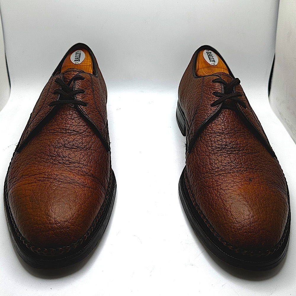 HARTT Imported Exotic Water Bison Mens Brown Derby Dress Shoes c. 1960 Sz.9E π₯ - Picture 13 of 17